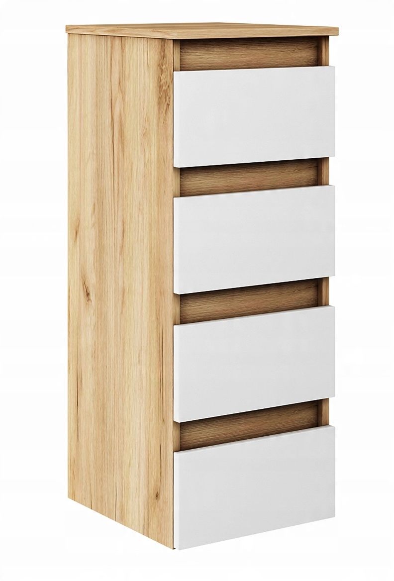 

Komoda Słupek 32 cm Megan Szuflady Złoty Biały