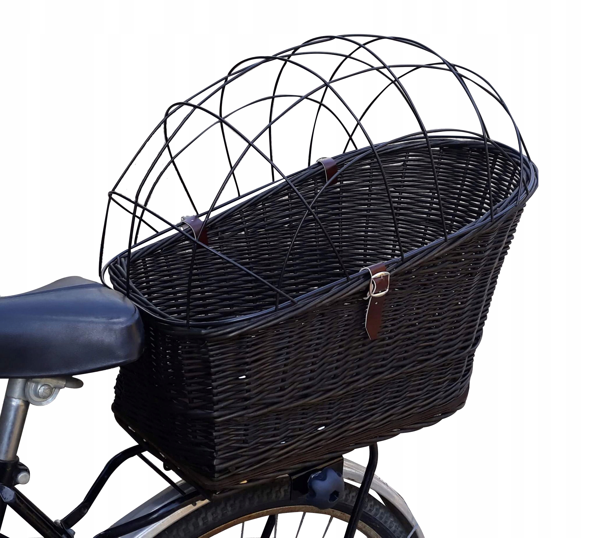 Kosz wiklinowy na rower na Bagażnik dla Psa +Poduszka