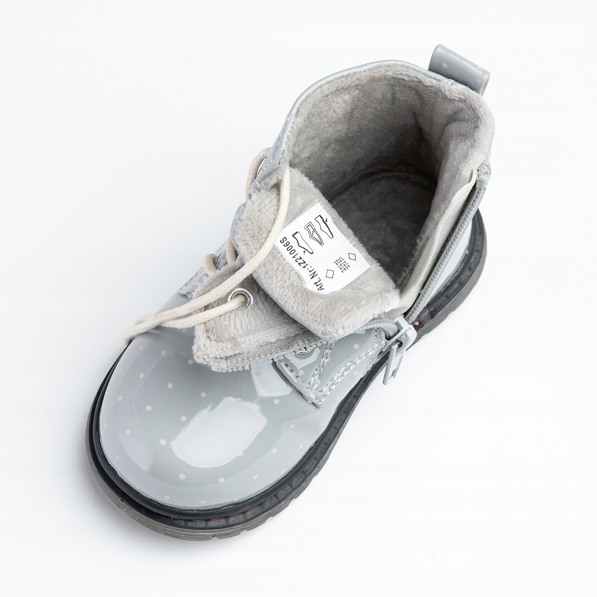 Trzewiki dziewczęce OCIEPLANE lakierowane wygodne SUWAK miękkie Wojtyłko Materiał skóra ekologiczna