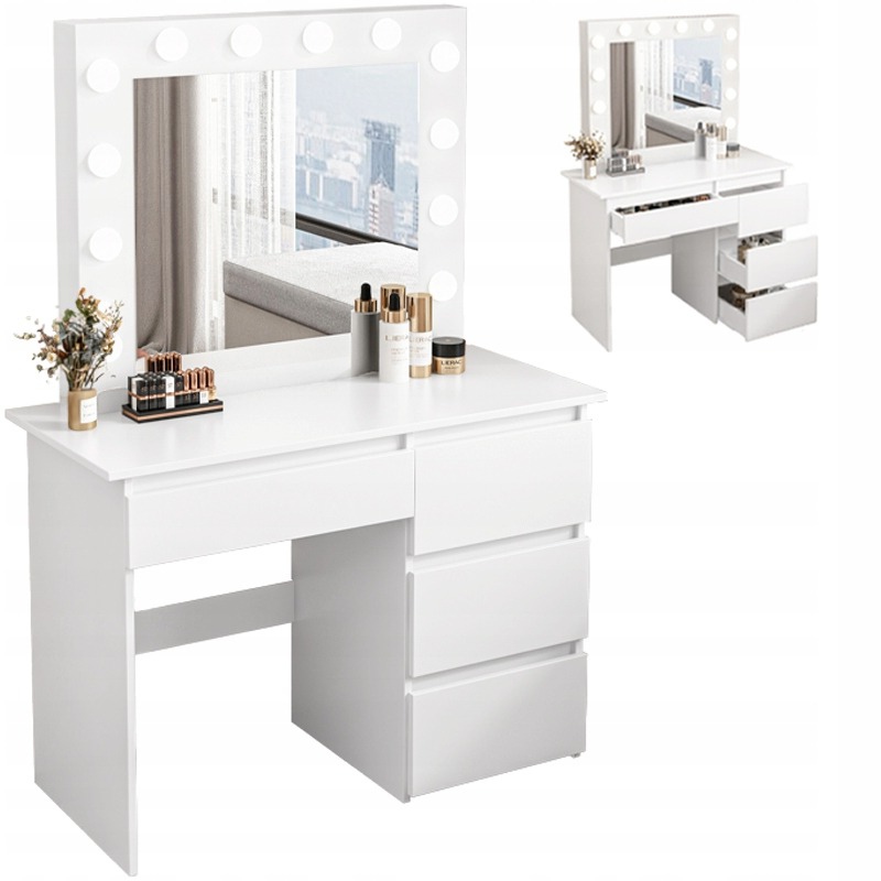 Kozmetická Toaletka Na Make-up S Led Zrkadlom Moderná Loft 90 CM