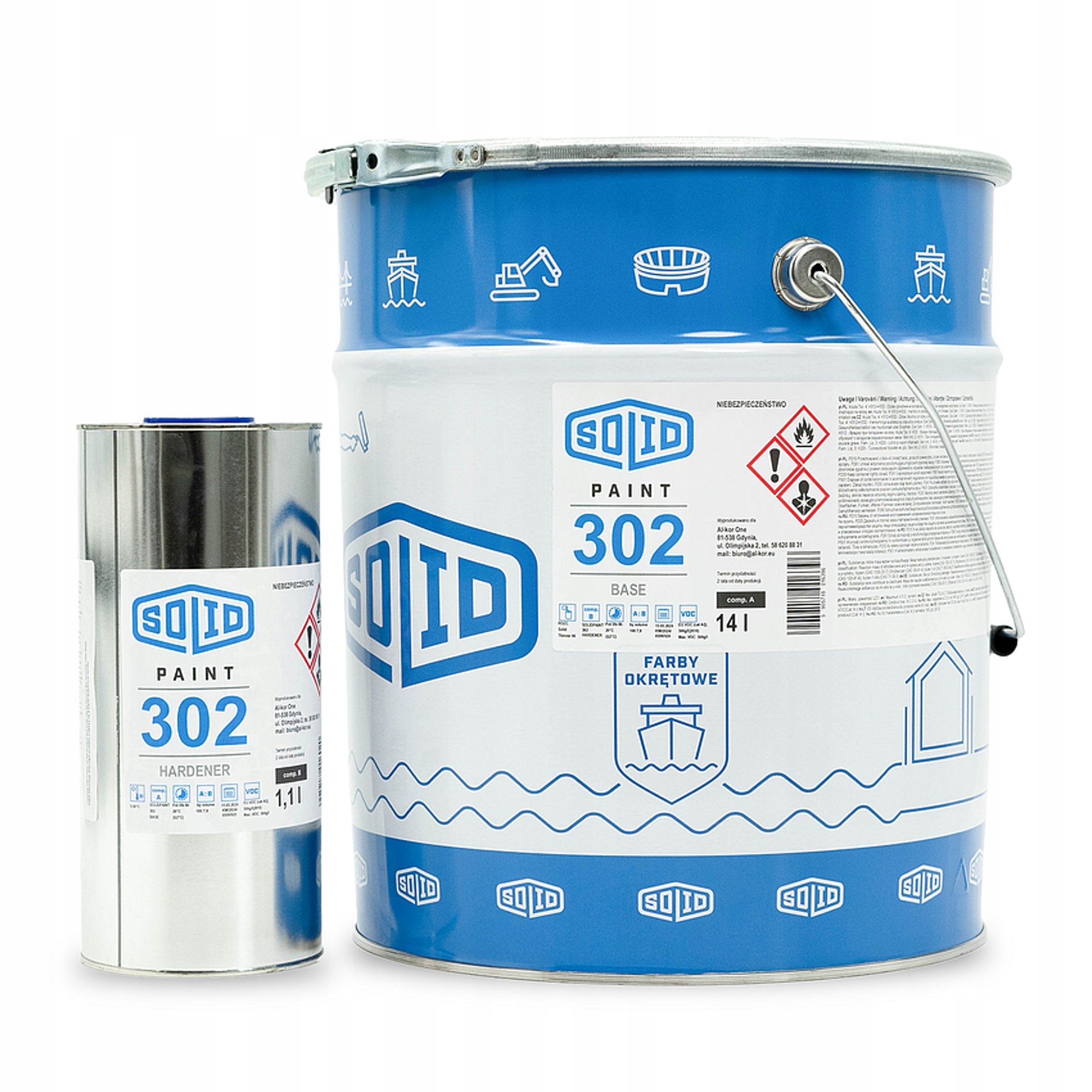 Farba Okrętowa Poliuretanowa SolidPaint 302 15,1L każdy kolor Ral