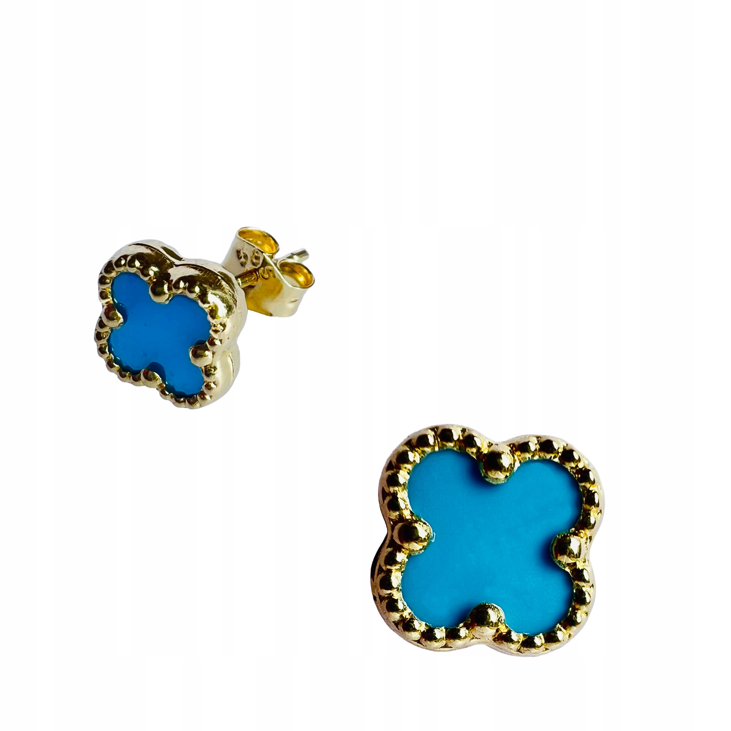 Zlaté Tyrkýzové Náušnice S Petýlem, Zlato Ryzost Dárek Pro Ni