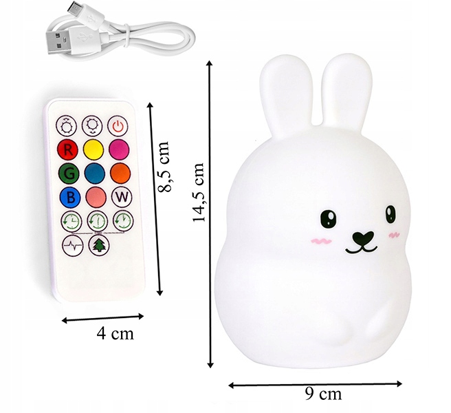 VAIKŲ NAKTINĖ LED SILIKONINĖ ŠVELNI LYTĖJIMO SPALVINGAS RGB TRIUŠIS Maitinimo šaltinis įkraunama baterija