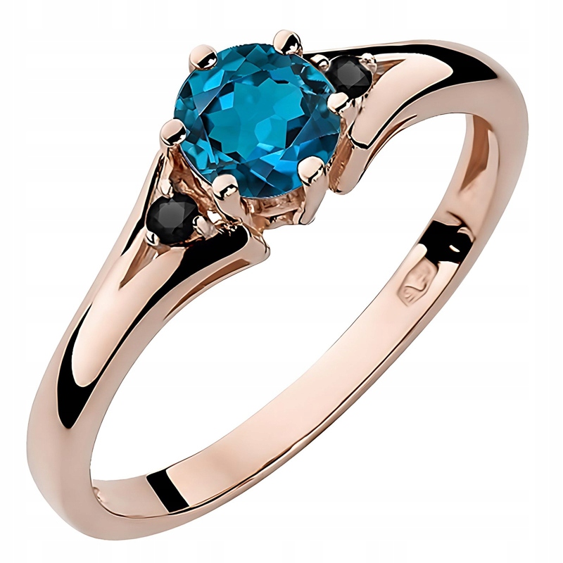 Zlatý Prstýnek pr. 585 s brilianty 0,029 ct a topazem 0,50 ct 14k