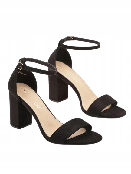 Vices Černé Klasické Sandály S Páskem A Širokým Podpatkem 38 1JA