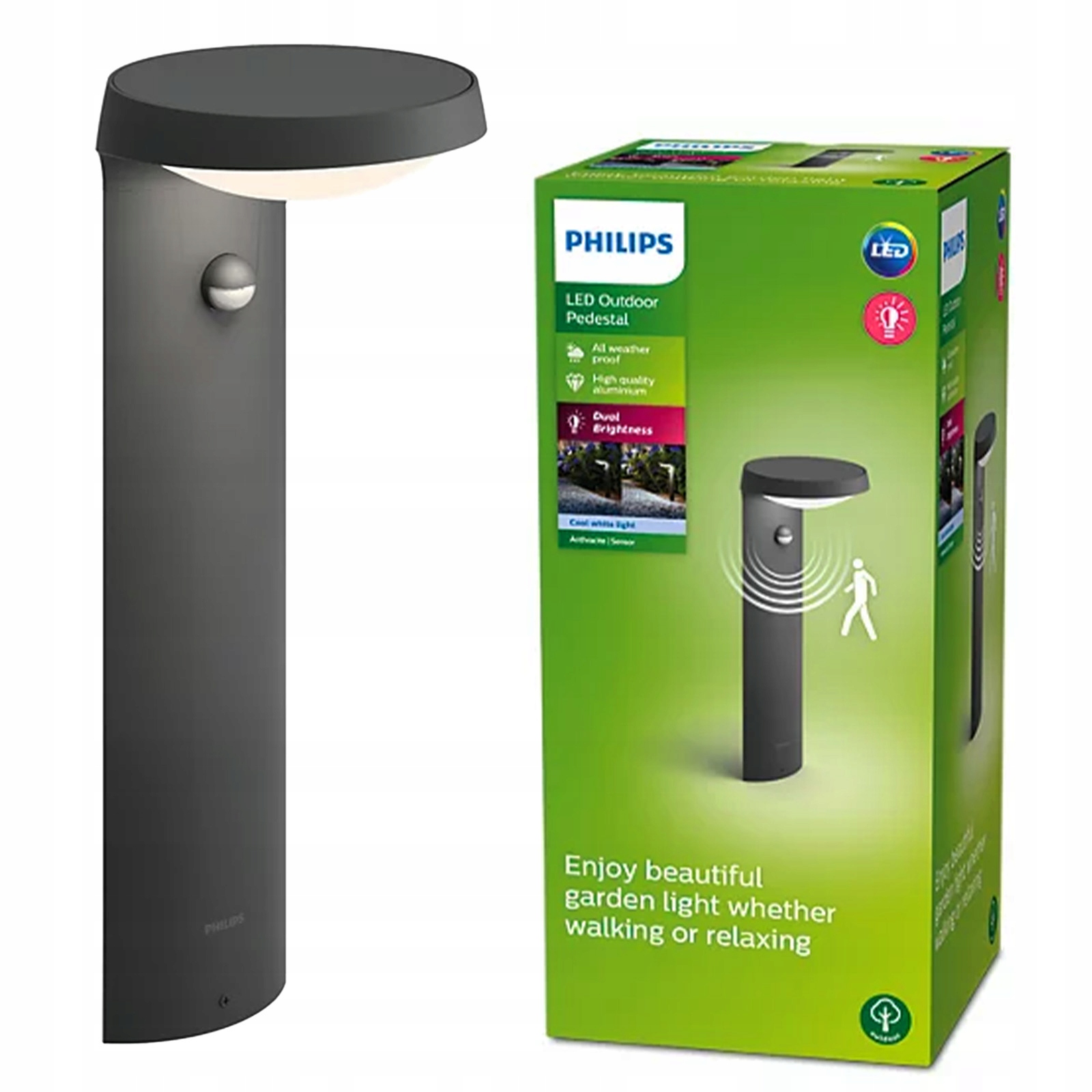 Záhradná lampa Stĺpik 40 cm Led 9W IP44 Snímač pohybu súmraku Philips