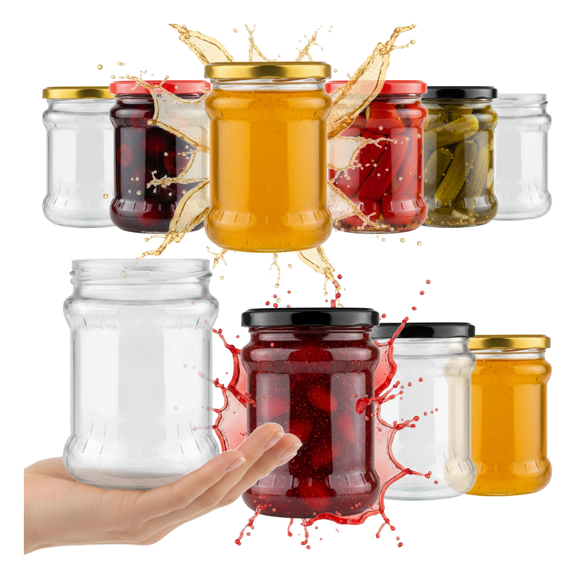 48 x Sklenice Skleněné 500 ml fi82 s víčkem na med Džem Zavařeniny