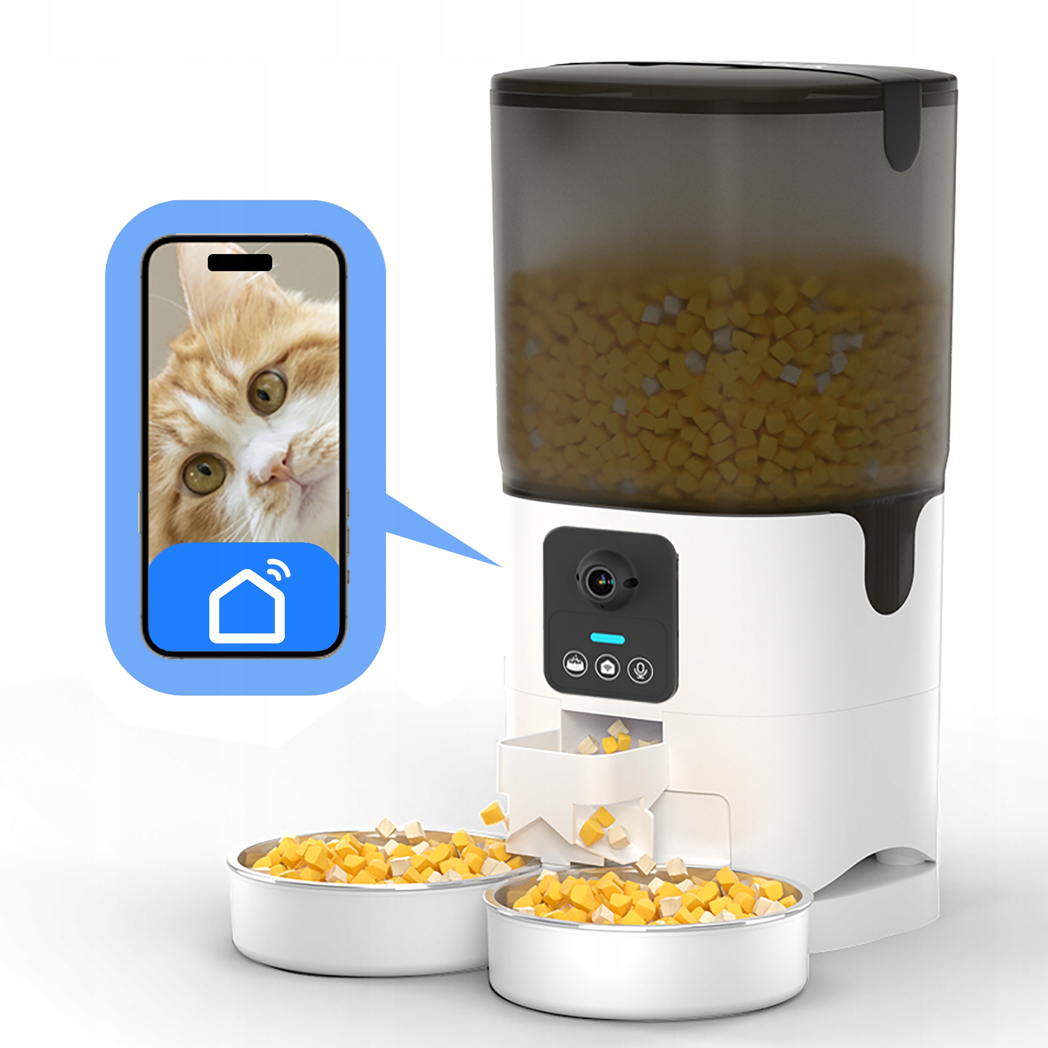 Automatický Dvojitý Dávkovač Krmiva Pro Psa Kočku 7L S Kamerou HD1080p