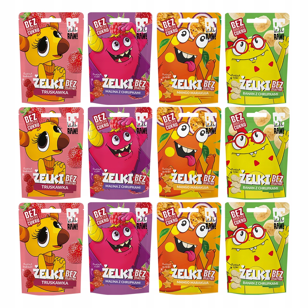 Levně BeRAW Kids Želé Bonbony pro děti Bez Cukru, bez želatiny, přírodní 12 x 35 g