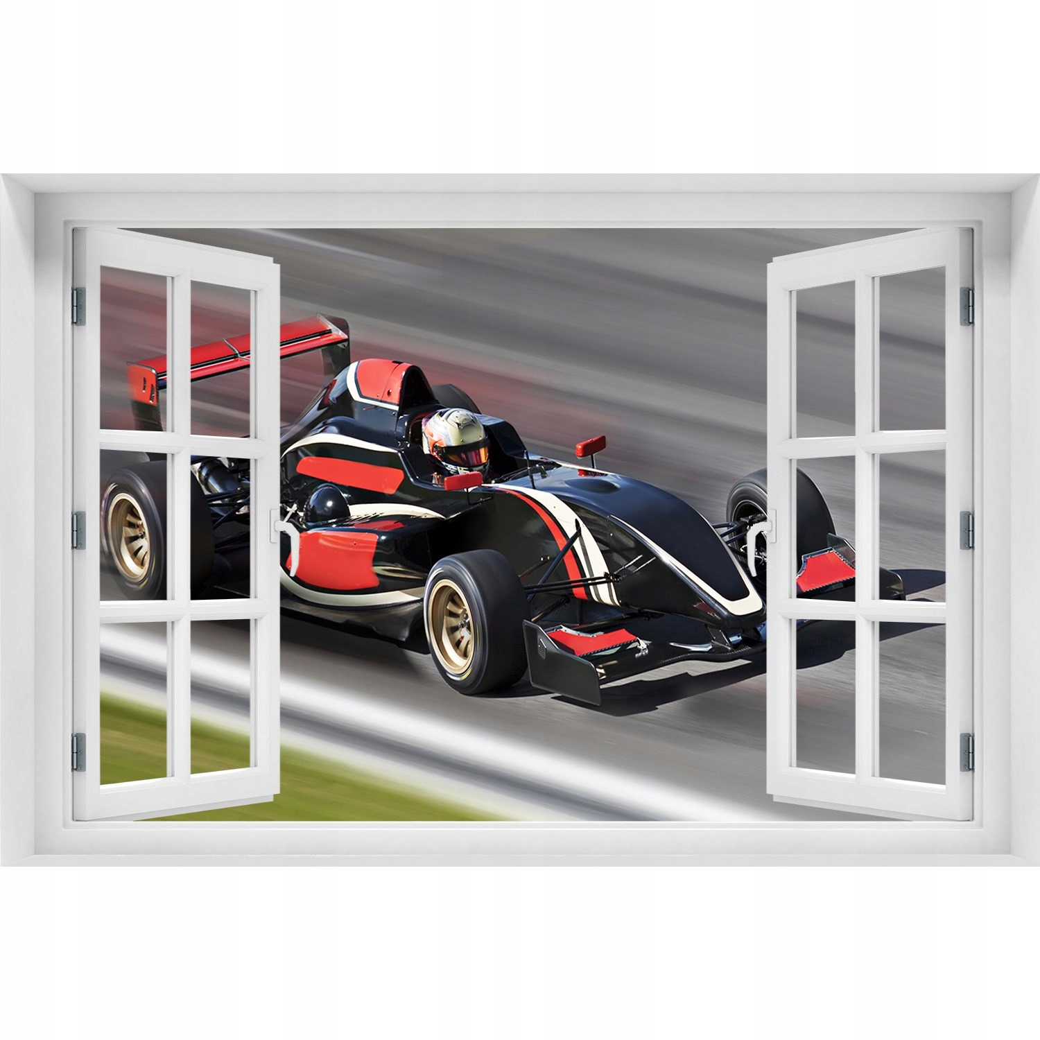 

3D Okno Naklejka na ścianę samoprzylepna Formuła 1