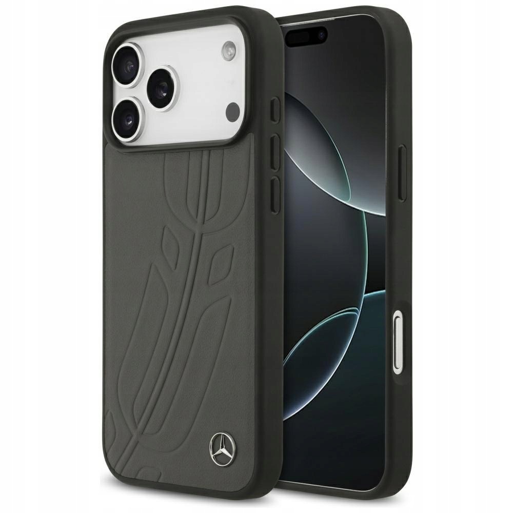 Etui Mercedes Leather Large Laurel Leave MagSafe do iPhone 17 Pro Max antra