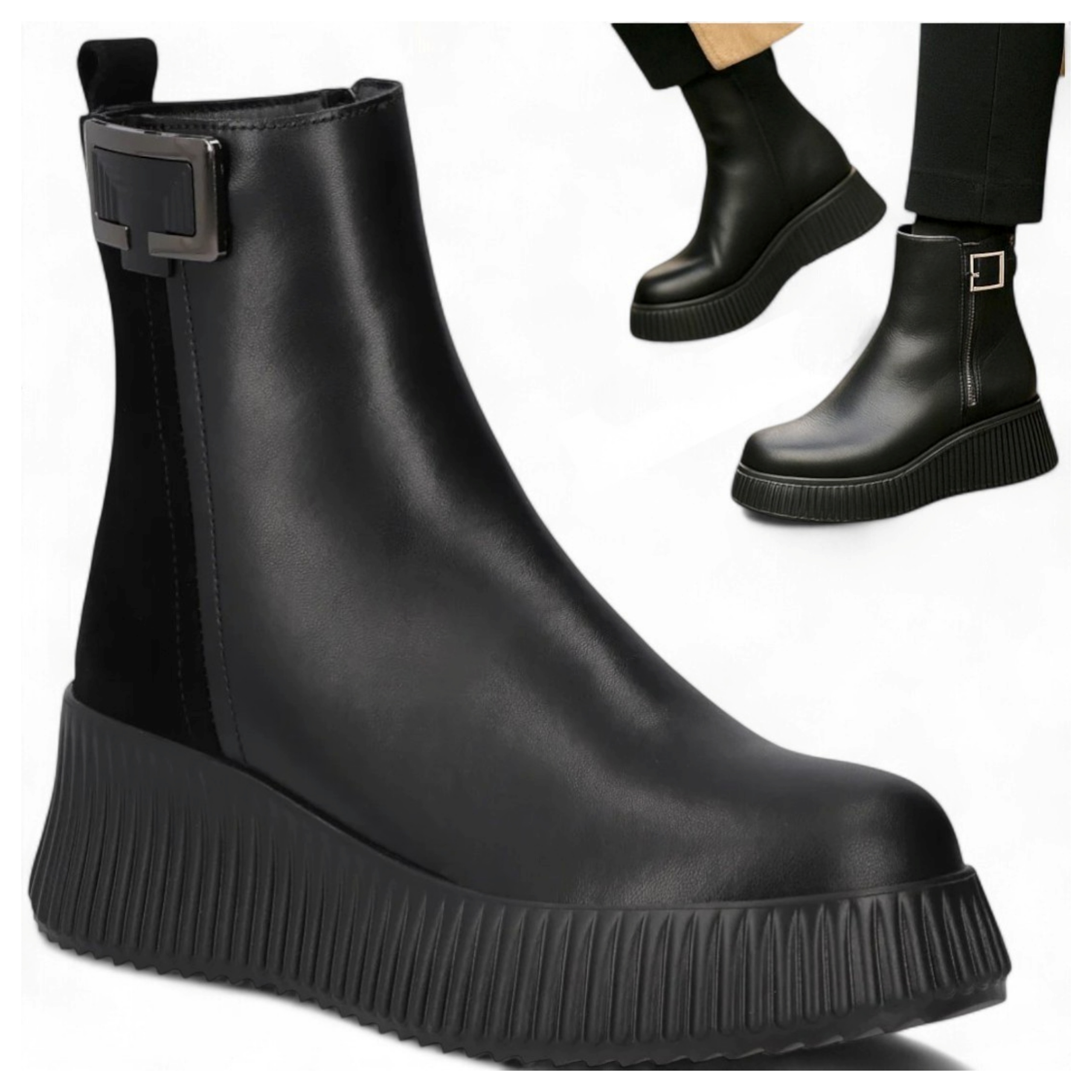 Dámské Kotníkové Boty kozačky 41 Filippo Podzimní Elegantní na platformě Černé