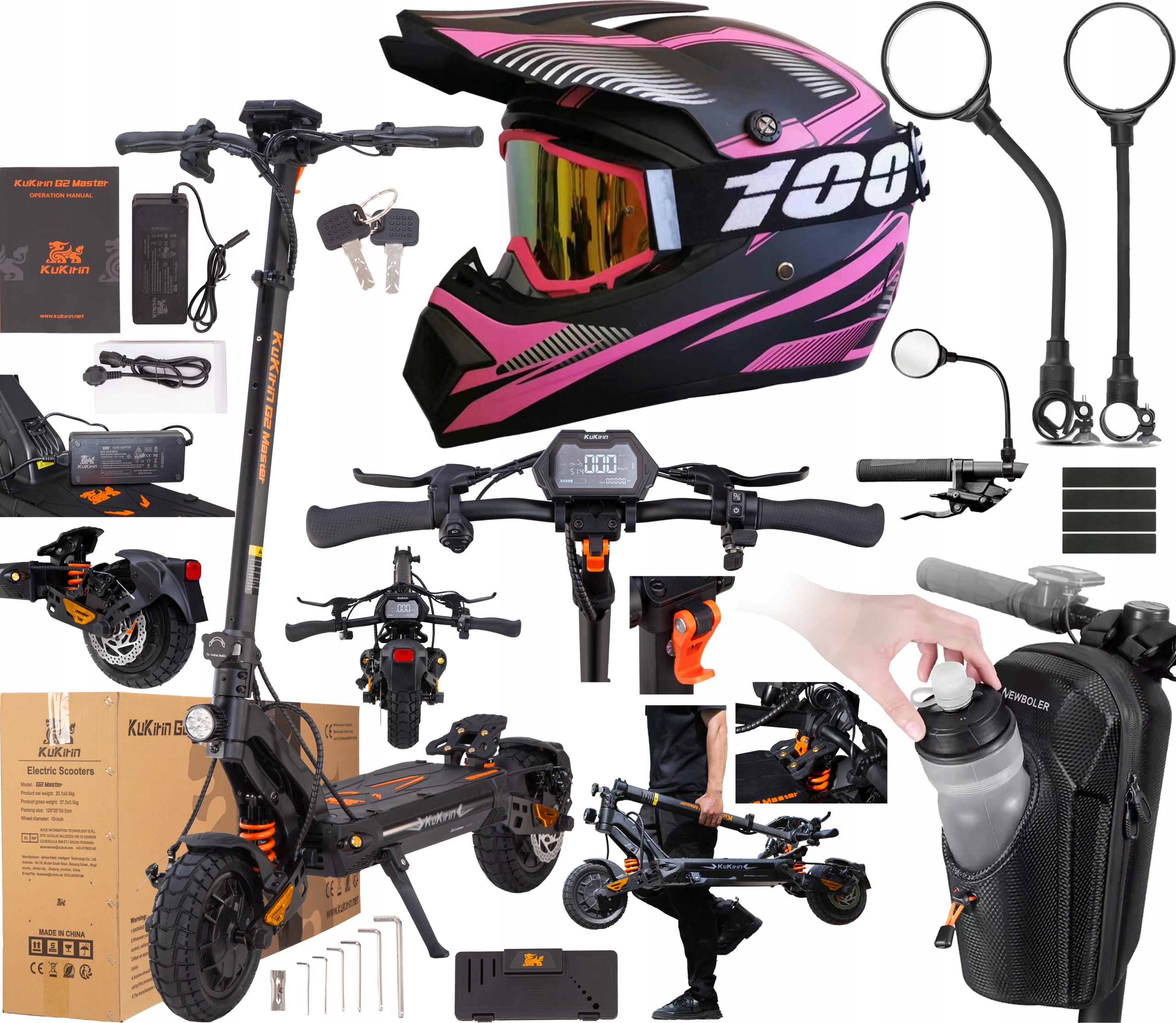 2026 KuKirin G2 Master 2000W 52V 20,8AH 60KM/H 70KM 10" Terenowy Prezenty