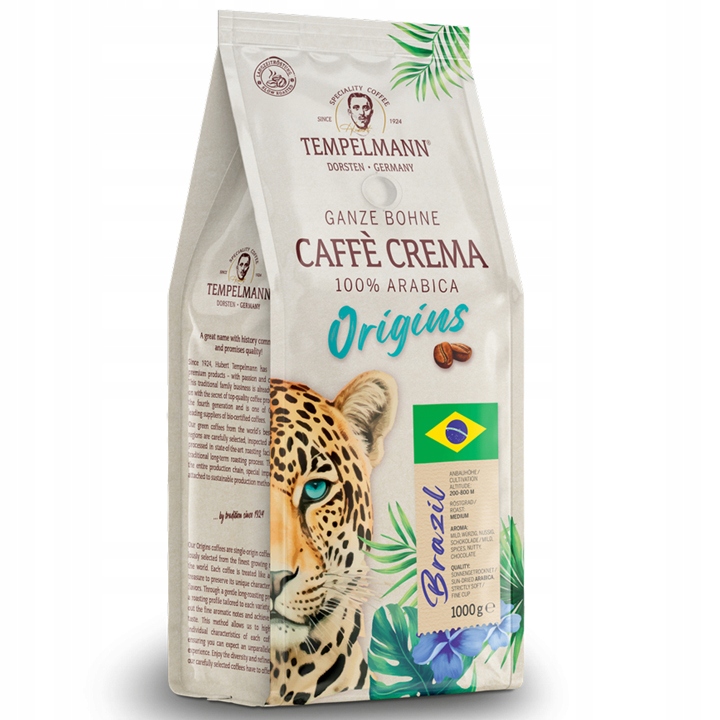 Kawa ziarnista Tempelmann Origins Brazil 100% Arabica Caffe Crema 1kg