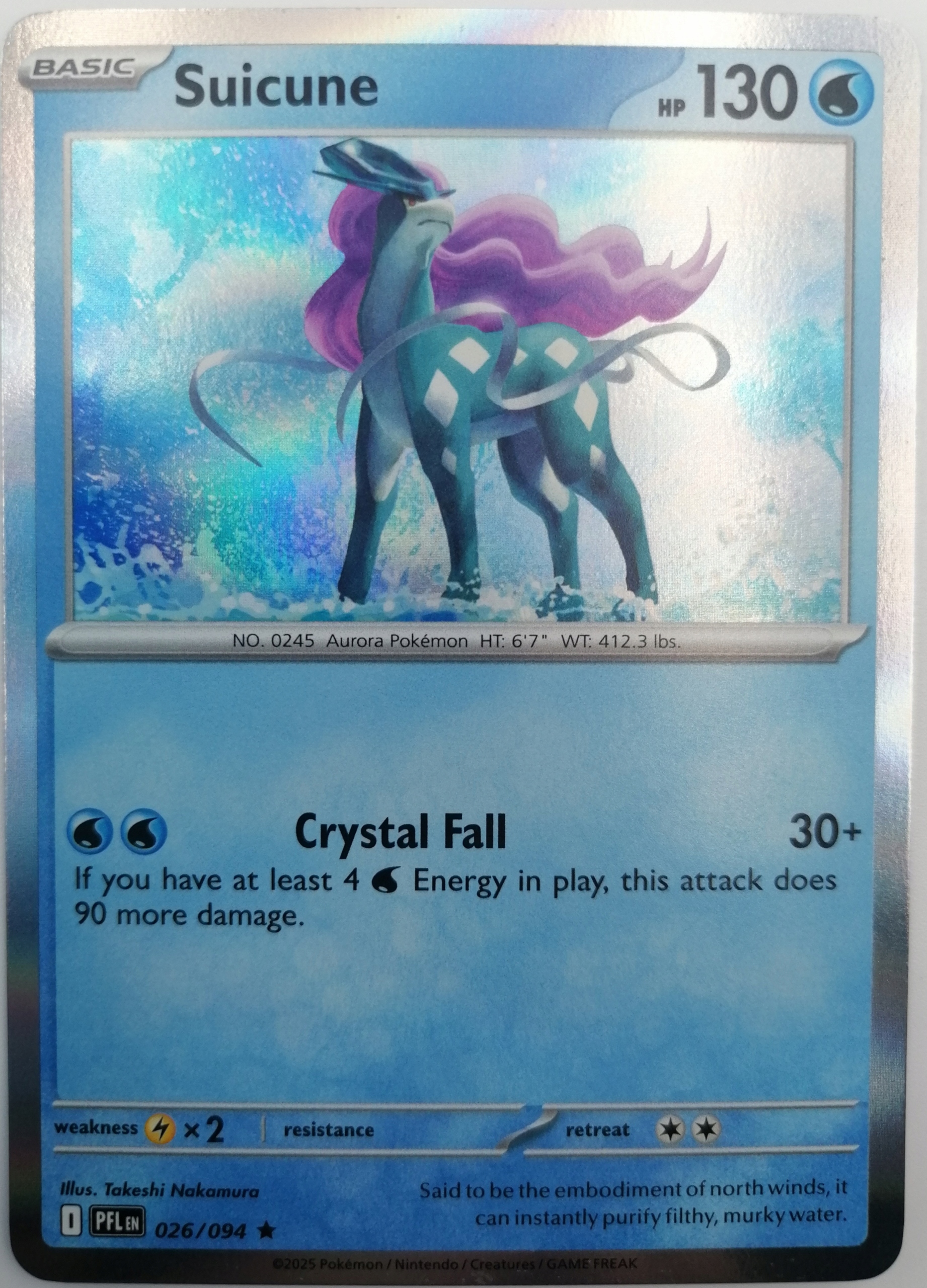 Pfl Suicune 26/94 Water Oryginalna karta Pokemon Tcg