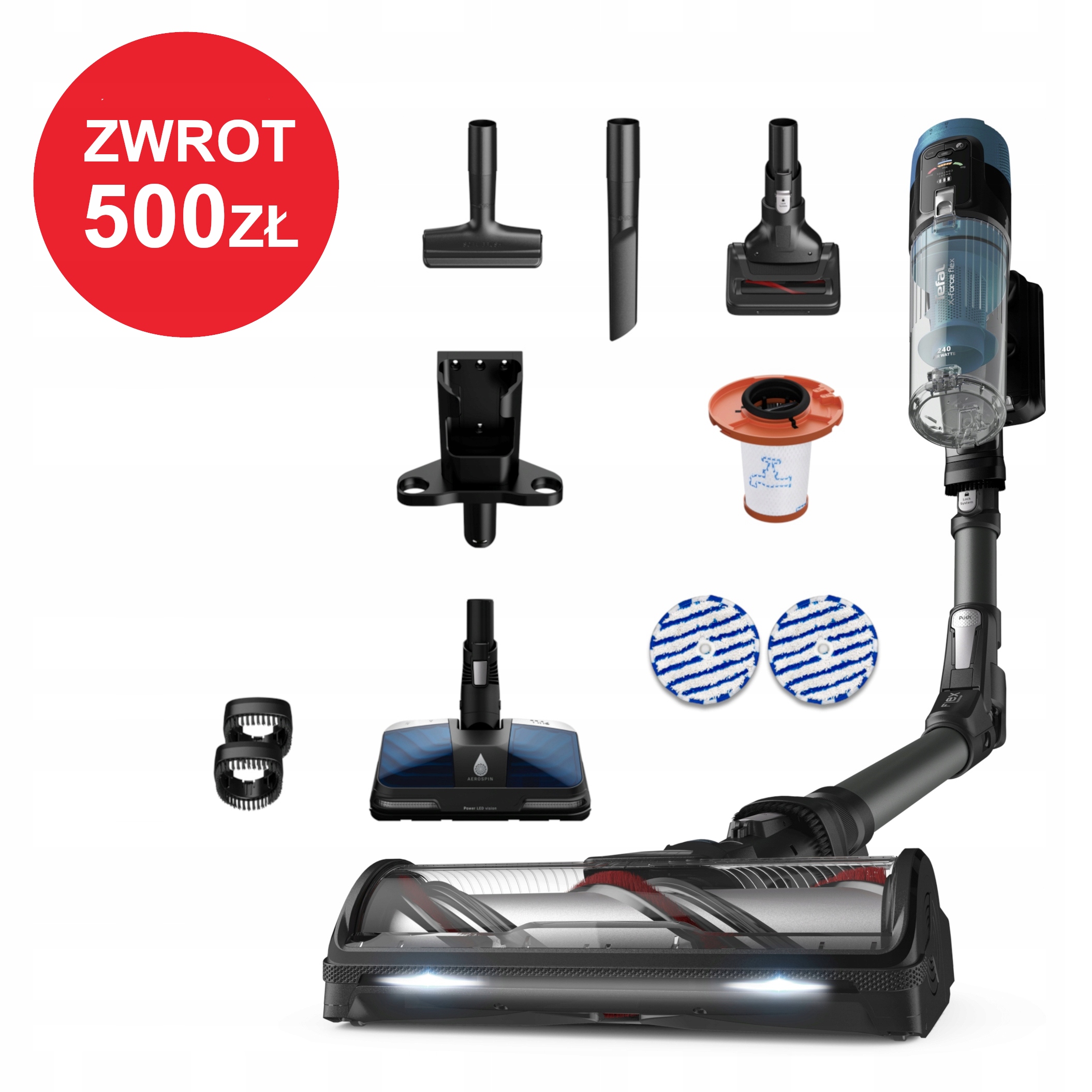 Odkurzacz pionowy bezprzewodowy Tefal X-Force Flex 14.80 TY9BD1 mopujący