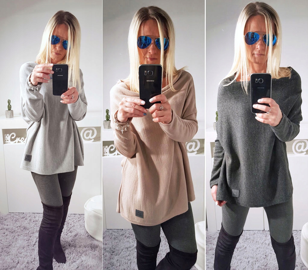 

Sweterek Oversize Tunika Sweter Wool Odkryte Ramię