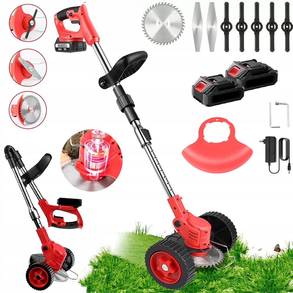 Akumulátorový Vyžínač Kosa Výkonná 2500W 18V 2XAKUMULÁTOR 1500MAH Kolesá