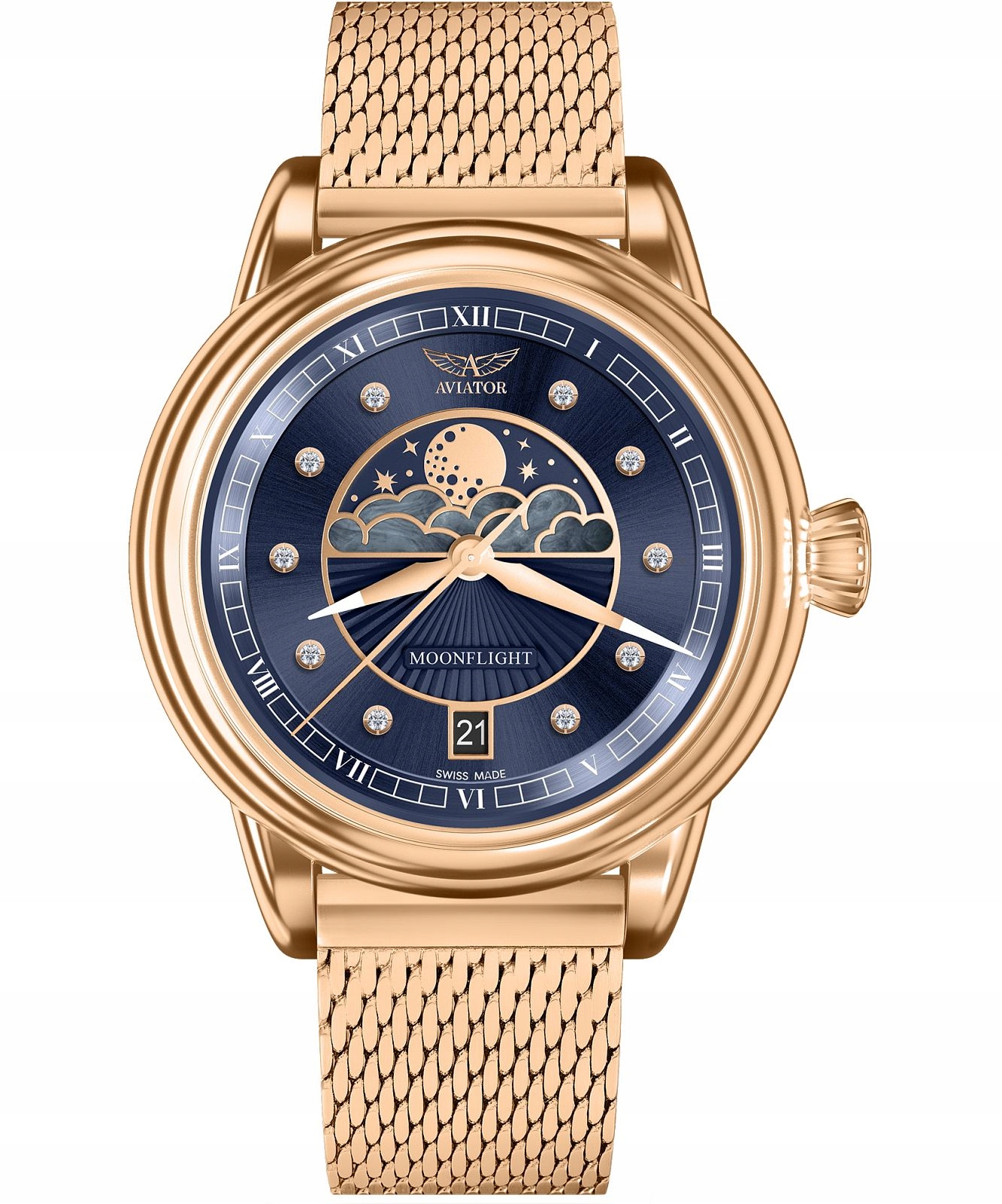 Dámské hodinky Aviator Douglas Moonflight Blue Diamonds Limited Edition