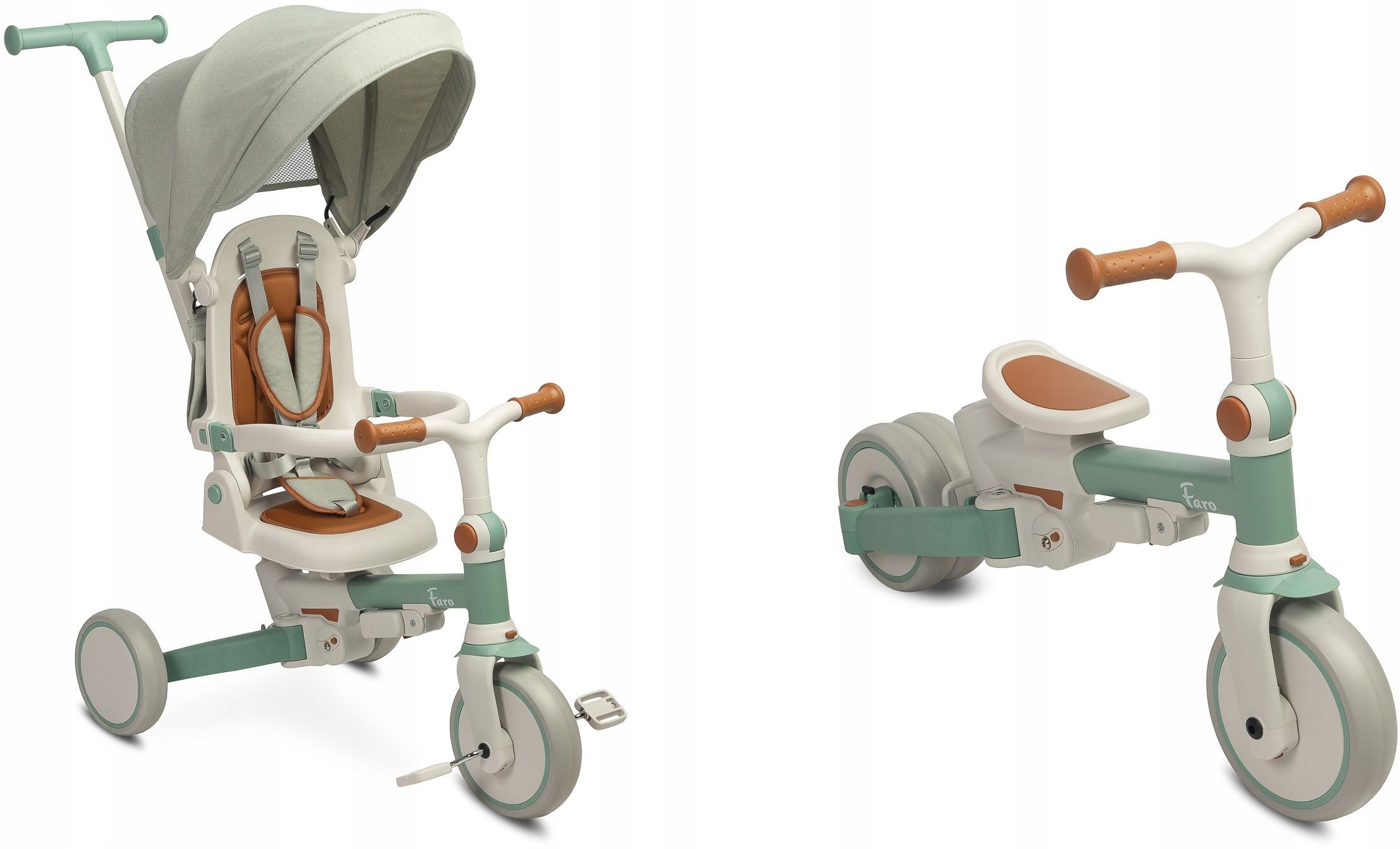 Rowerek Trójkołowy Biegowy 2W1 Prowadnik Budka Rośnie Toyz Faro Kompaktowy