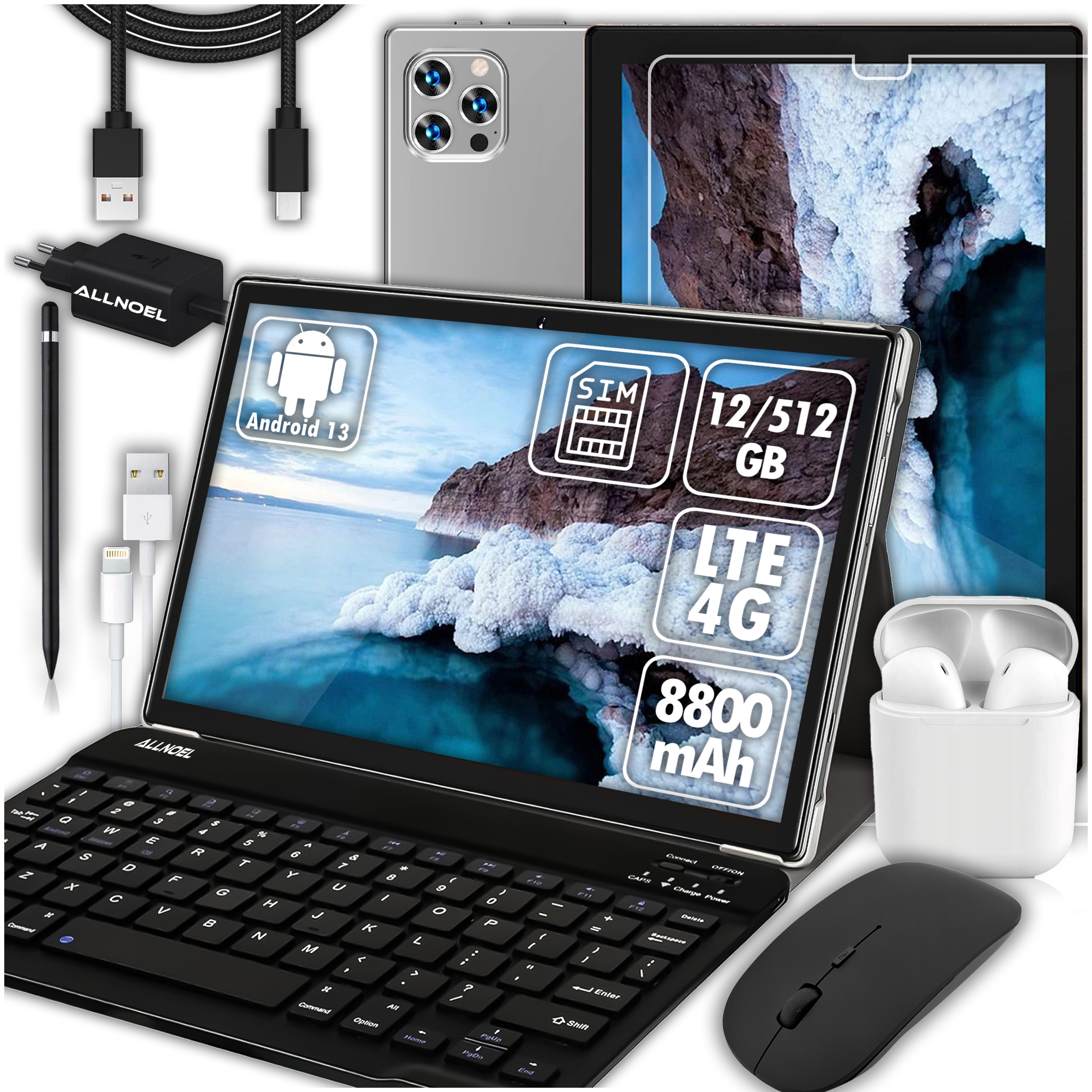 Tablet 10,1" 4G Sim Lte 12/512GB 8800 mAh Wifi Gps Sada Puzdier Myška Dotykové Pero