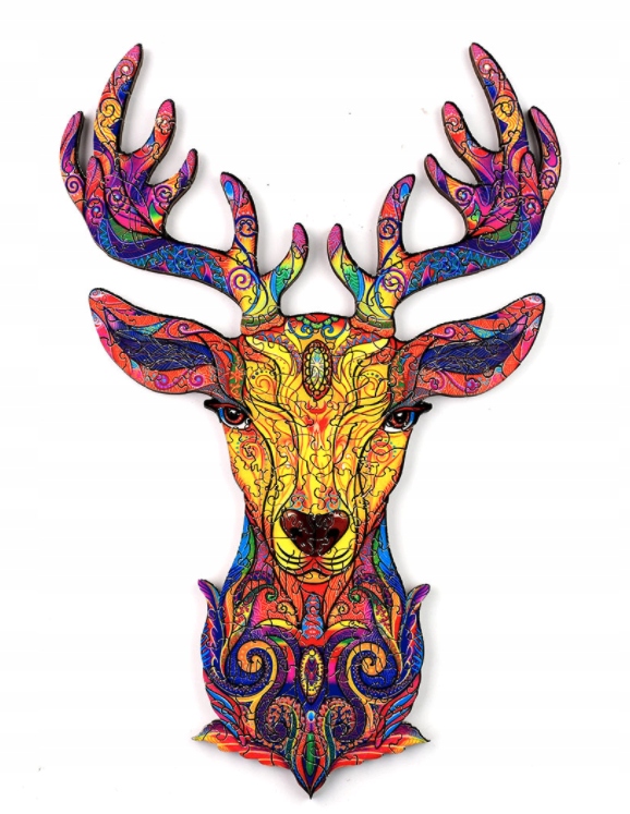 PUZZLE DREWNIANE DLA DOROSŁYCH KOLOROWY JELEŃ A5