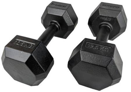ŻELIWNA HANTLA HEXAGONALNA HEX 2x12,5 KG ZESTAW Kod producenta ZESTAW HANTLI HEX 2SZT 12,5KG