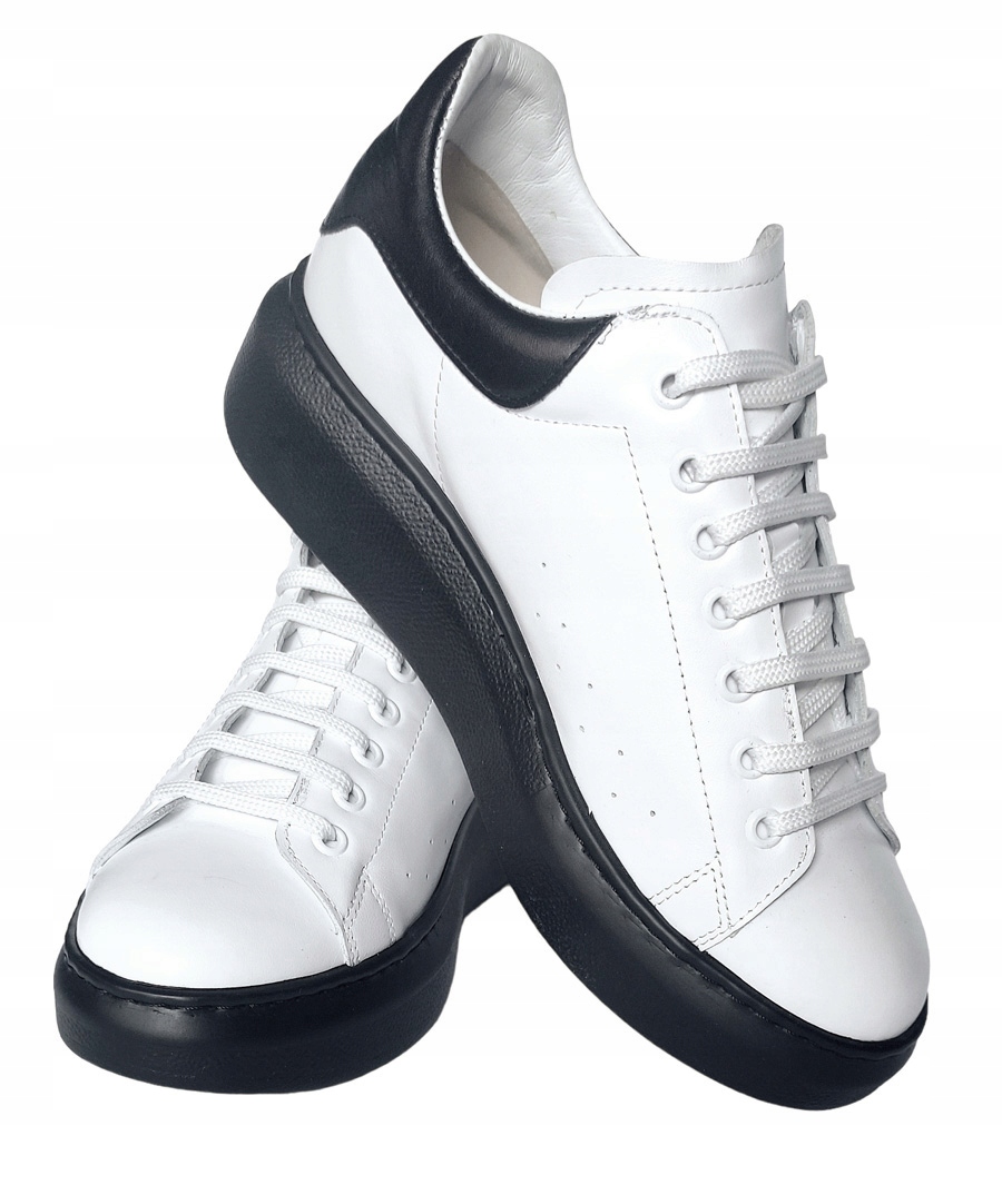 WYPRZEDAŻ!!! Półbuty na platformie skórzane VERSO skóra białe sneakersy 37 Model 21-190/CZ