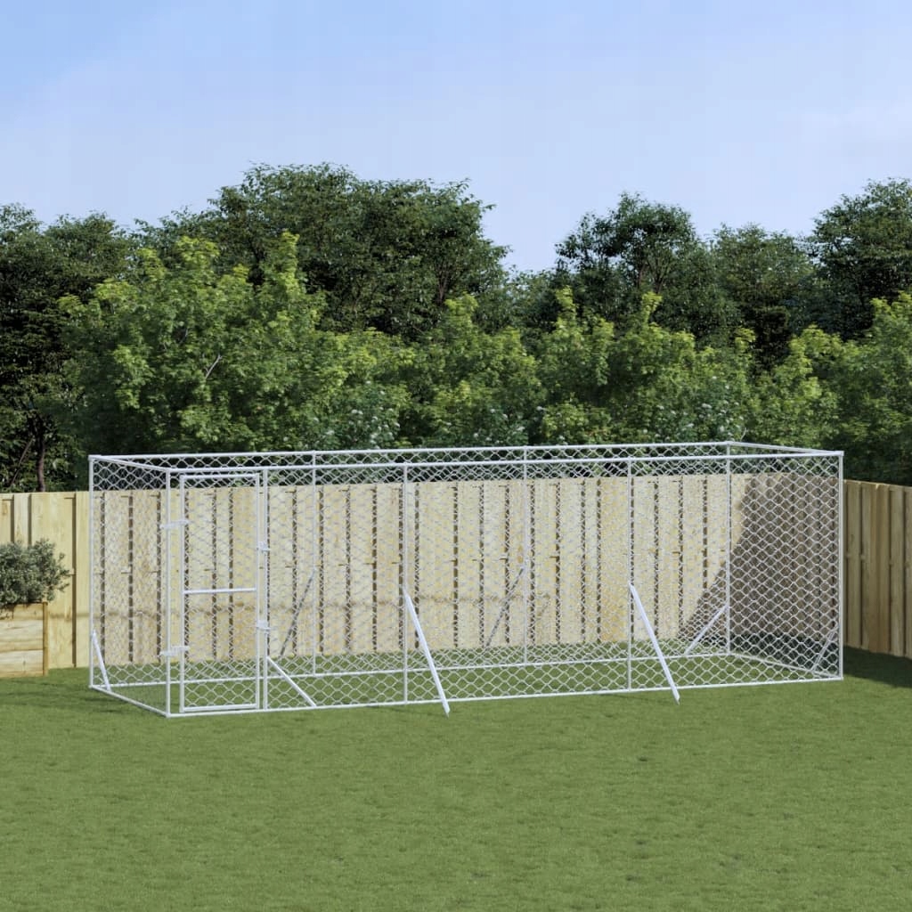 Levně Venkovní psí kotec stříbrný 6 x 2 x 2 m pozinkovaná ocel