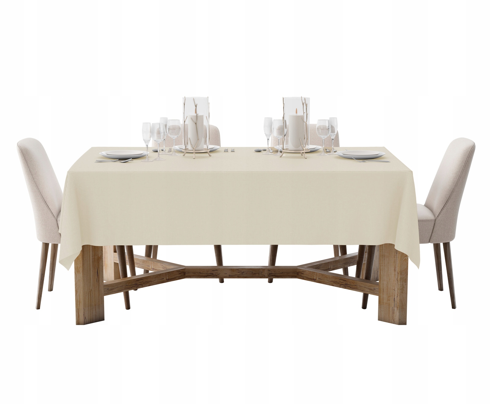 OBRUS DEKORACYJNY 140X220 GŁADKI JASNY BEŻ