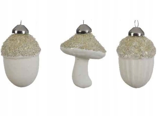 

Bombki szklane grzyby kremowe choinka święta