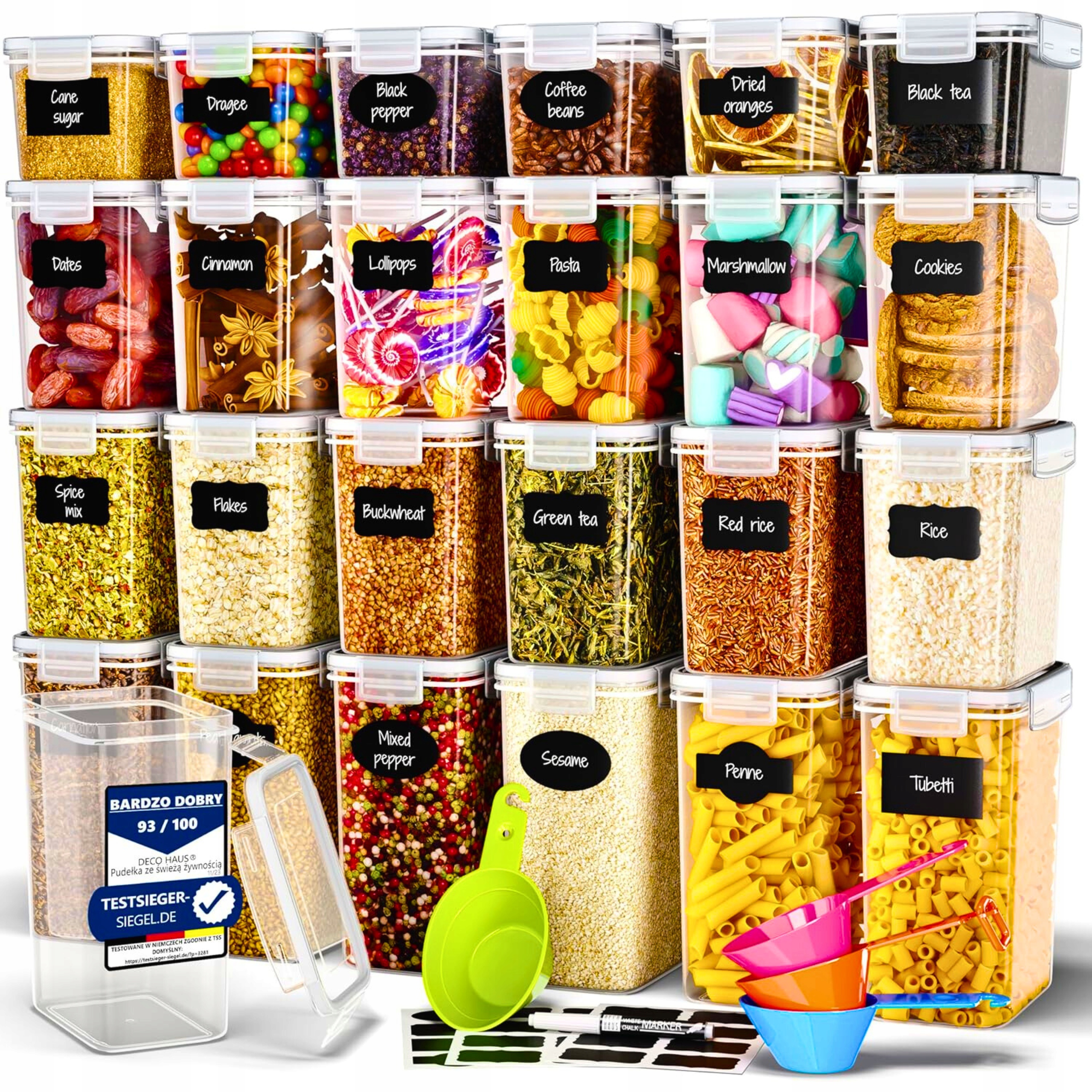 Nádoby Na Potraviny Organizéry Plastové Sada 24 ks Etiketky Bonus