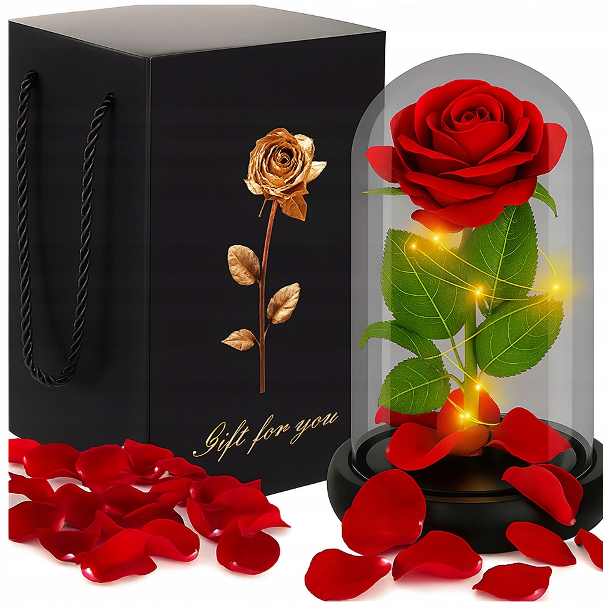 Krásná Led Věčná Růže Ve Skle, Pevná, Originální Dárek Pro Manželku, Maminku