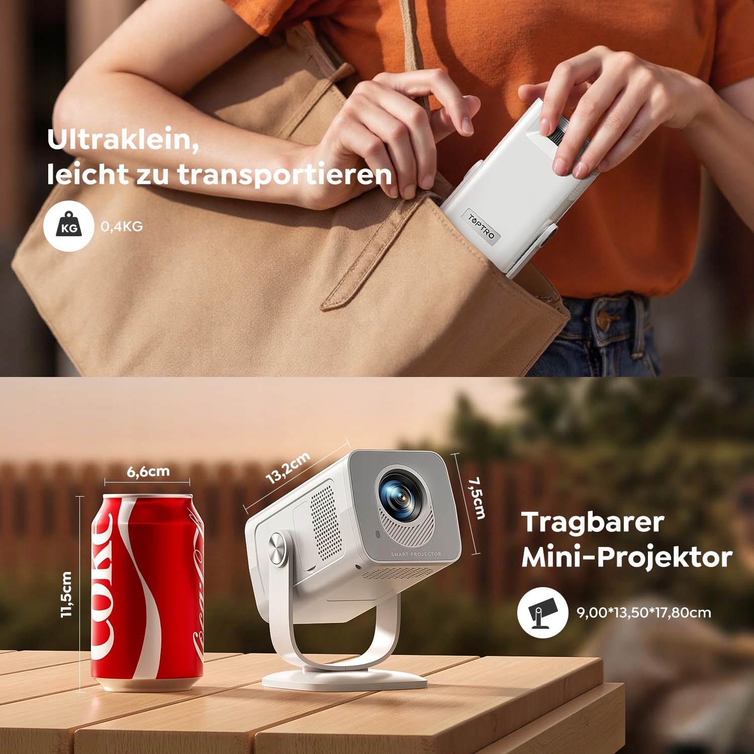 MINI BEAMER Projektor 4K 1080P Android 13 WiFi 6 Bluetooth 5.4 Outdoor — miniatura 5
