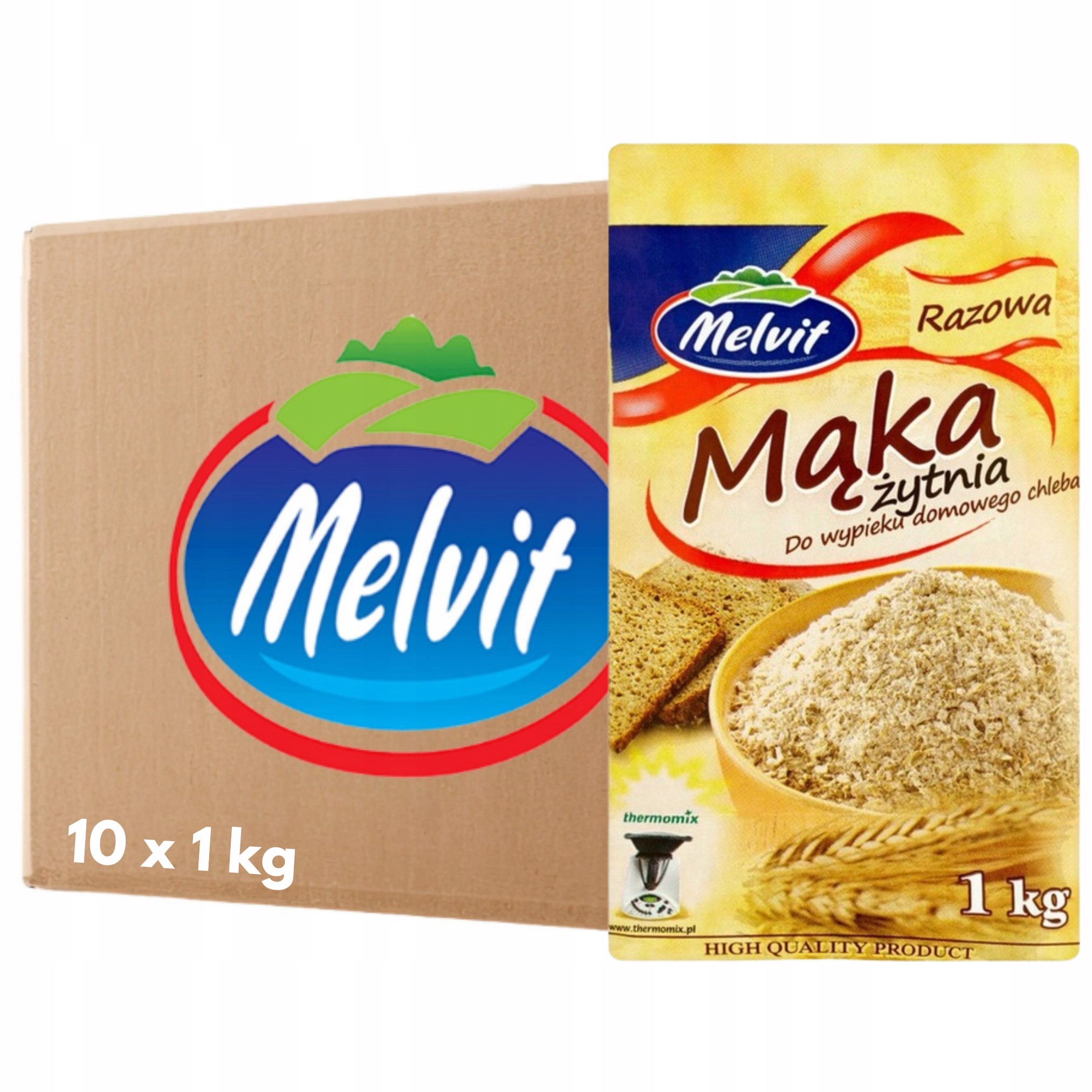 Levně Melvit Celozrnná žitná mouka na pečení domácího chleba 1 kg x 10 kusů