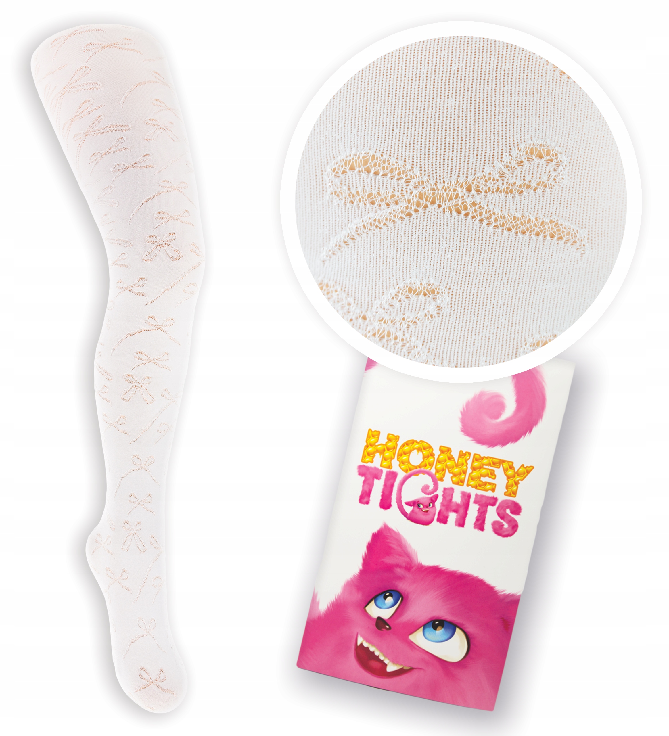 Włoskie Rajstopy Dziewczęce Ażur Kokardy r 140-146