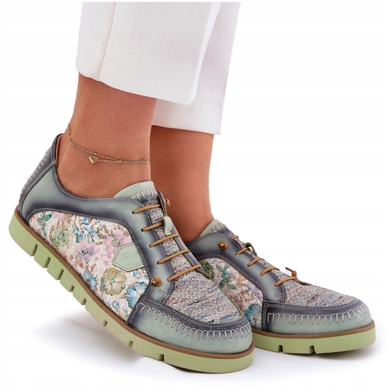 Dámské Kožené Vzorované Polobotky Maciejka 06784-09 Zelené 40