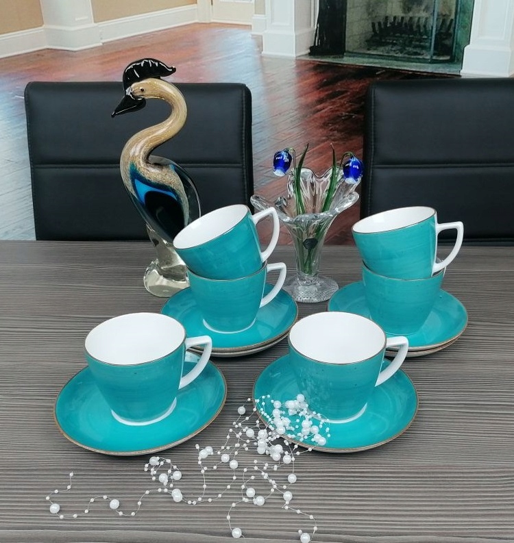 LUBIANA BOSS MORSKI 6 x FILIŻANKA 350 ML + SPODKI