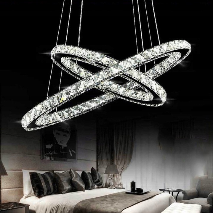 LAMPA WISZĄCA KRYSZTAŁOWA RING OKRĄGŁA GLAMOUR CHROM SREBRNA + PILOT APP418 Marka TOOLIGHT