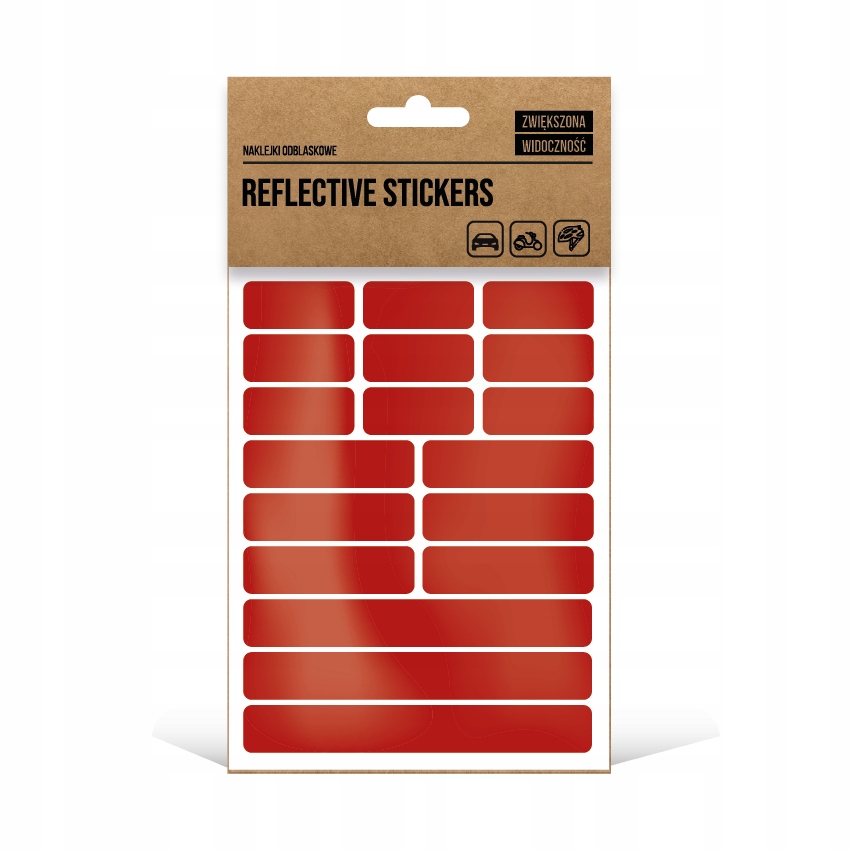 

Naklejki Odblaskowe na rower, kask 18 szt Czerwone