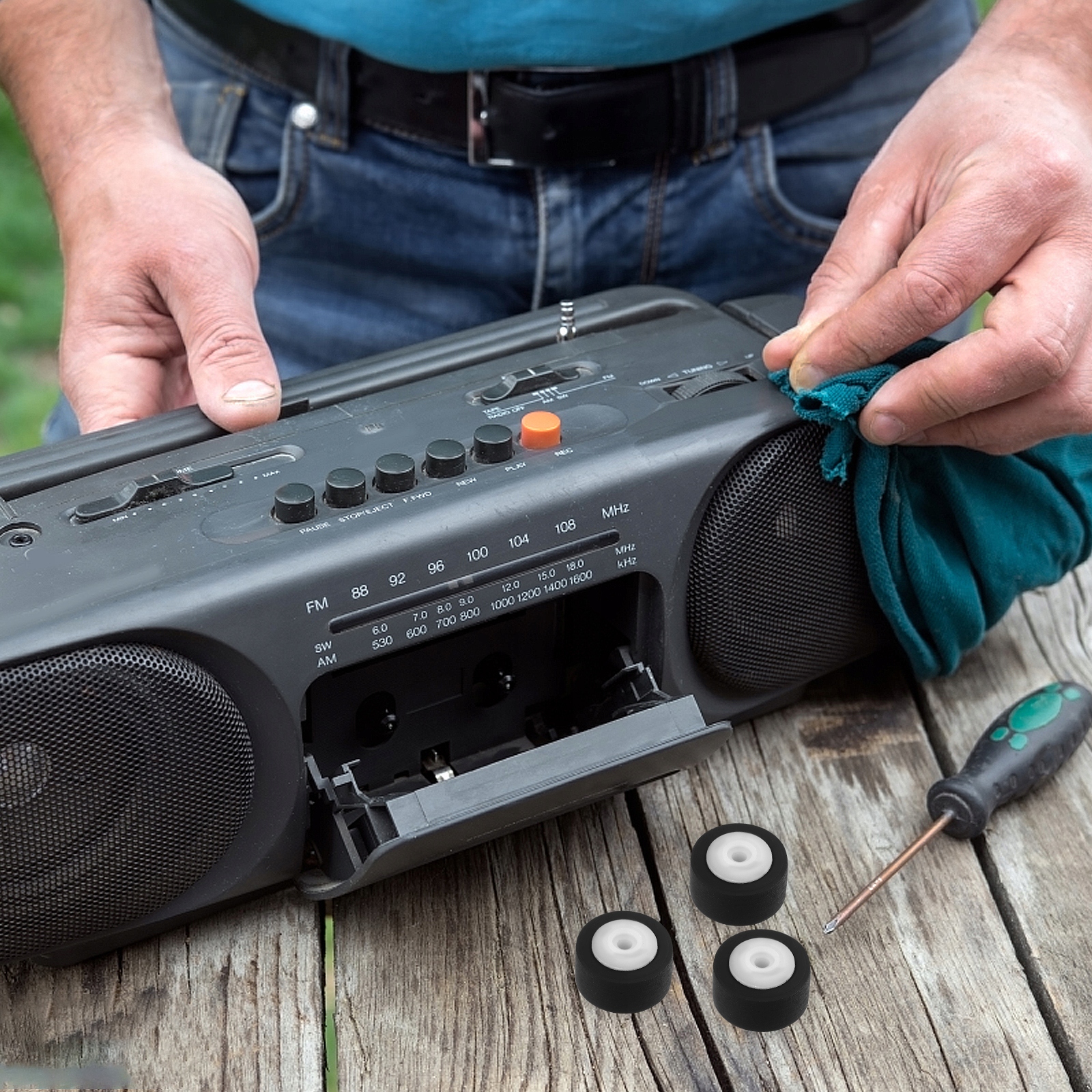 REJESTRATOR GŁOSU MASZYNA KASETOWA WAŁEK DOCISKAJĄCY Kolor czarny