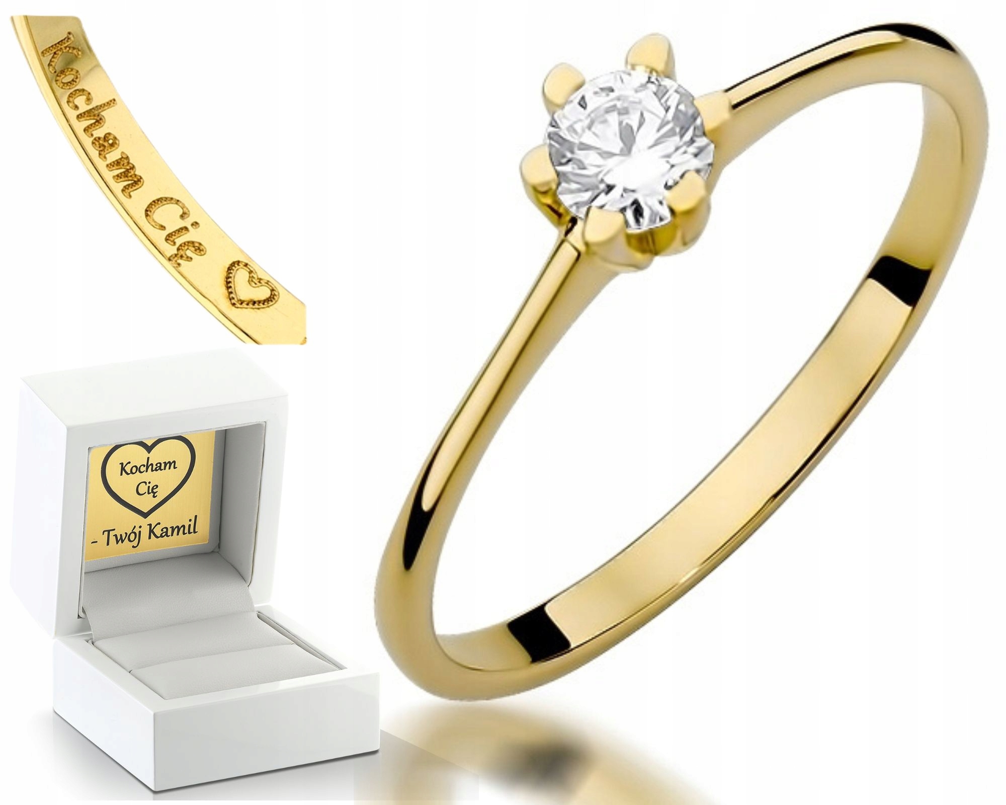 Klasický Prstýnek S Diamantem Gravírování Bonus