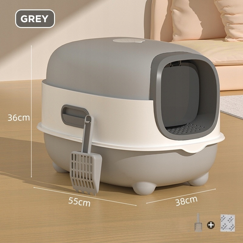 Levně Velká toaleta pro kočky Uzavřená XXL 58x38x38 cm Protizápachová Antirozsypová