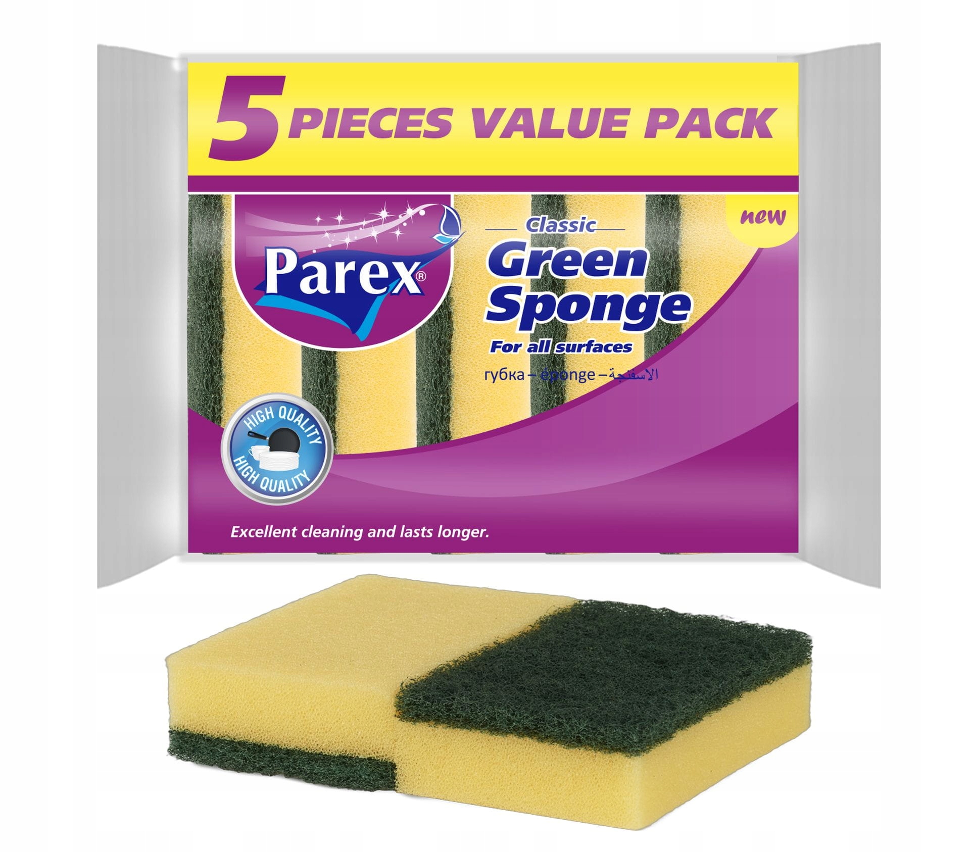 

Gąbka klasyczna do naczyń 5szt. Parex Green Sponge