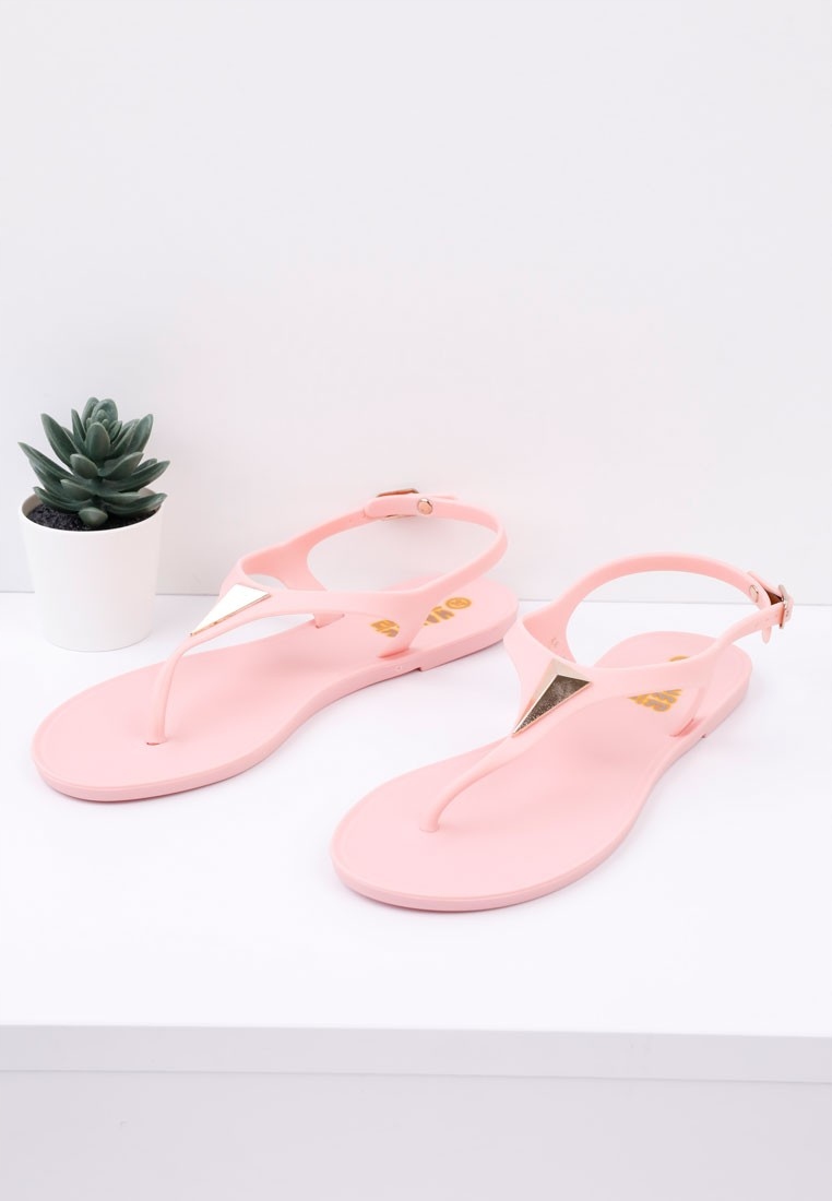 RÓŻOWE SANDAŁY DAMSKIE JAPONKI PŁASKIE GUMOWE MELISKI SANDAŁKI WYGODNE Rozmiar 38