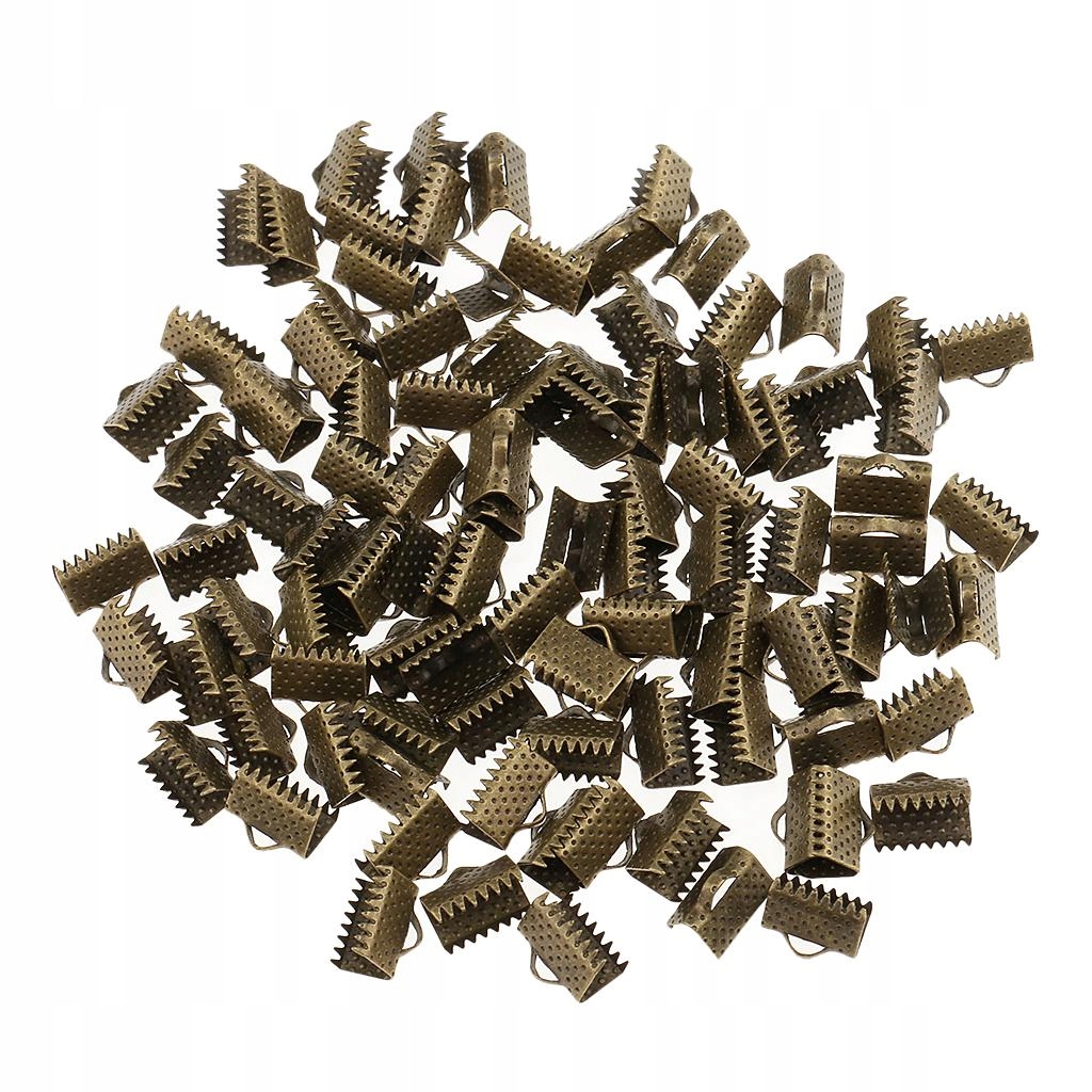 100 Pinch Crimp Cord Ends Ribbon Closure for Marka inna