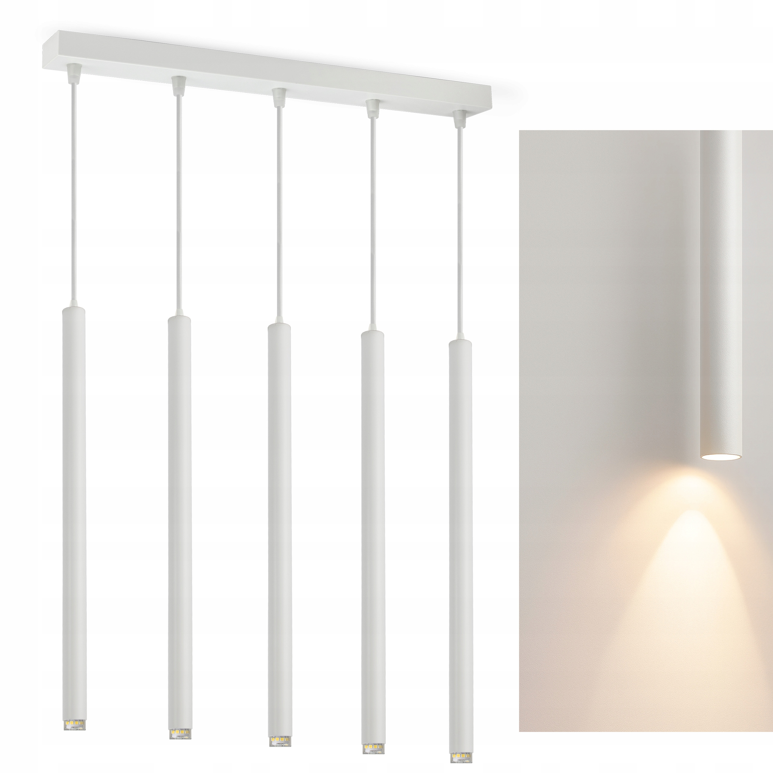 Stropní závěsná lampa Laser Sopel Tuba 854-BZ5 Bílá G9 5-bodová Led