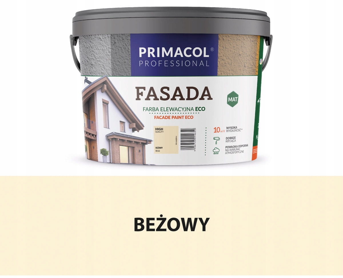 Primacol Fasada Eco Farba Elewacyjna Fasadowa 9L Beżowy Mat