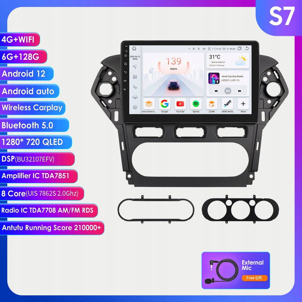 RADIO ANDROID 13 NAWIGACJA GPS FORD MONDEO MK4 2010-2014 CARPLAY 6GB 128GB
