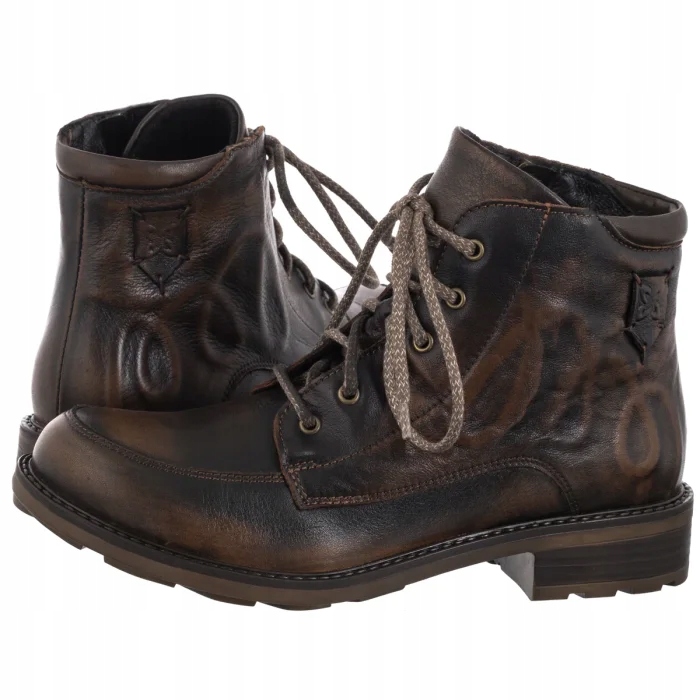 Dámské kožené kozačky Kotníkové Boty Maciejka Hnědé 07063-02